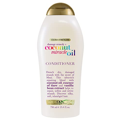 OGX Средство за придаване на допълнителна здравина + Климатик с кокосово чудо-масло за Суха, Къдрава или твърди коса, Хидратиращ