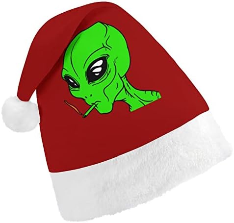 Забавна коледна шапка за пушачи извънземни, мек плюшен шапчица Дядо Коледа, забавна шапчица за коледно новогодишната партита