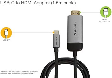 Адаптер Verbatim USB-C-HDMI 4K, който е съвместим с Thunderbolt 3 и лаптопи с поддръжка на USB-C, лаптопи MacBook и други