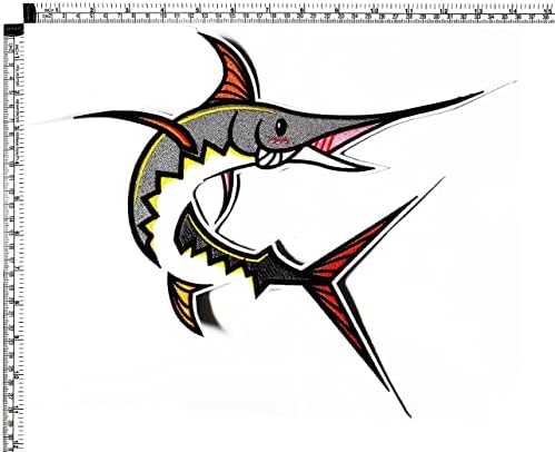 Kleenplus. Голяма Гигантска риба-подводничар с анимационни риба-акула, бродирани желязо, пришитая върху иконата, за дънкови якета, чанти,