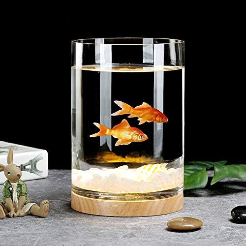 TWDYC аквариум от утолщенного стъкло Тенис през цялата Малък творчески златен аквариум с рибки мини-декорации за всекидневна