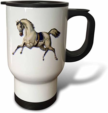 3 Чаша за пътуване Белият кон на Викторианската епоха, Скачущая галоп В седлото от синята попоны, 14 грама, Многоцветен
