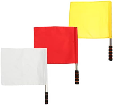 Флаг за Сигурност на Мача Happyyami 3шт Судейский Флаг Флаг От Неръждаема Стомана Ръчен Флаг Порести Дръжка Изпълнението на Лайнсмена