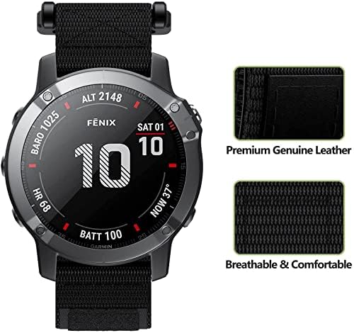 SOUMIX 22-26 мм Модерен каишка за часовник Forerunner 935 Quatix5 S60, найлонов ремък за китката за Garmin Fenix 5X5 Plus 6X6 Pro, каишка за часовник (цвят: Preto, Размер: 22 мм, Fenix 5 5Plus)