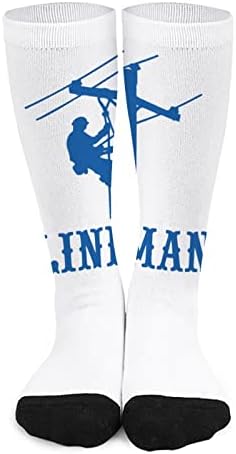 Електрически Кабел Lineman1 Въвели Подходящи По Цвят Чорапи, Спортни Чорапи до Коляно за Жени и Мъже