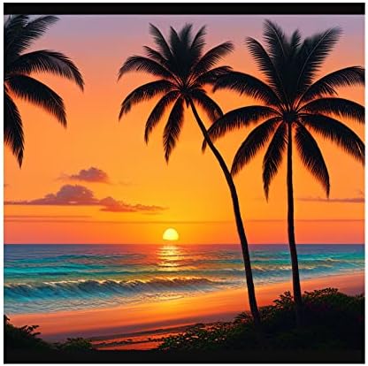 Комплекти за Диамант живопис Akche - на Плажа на Хавай, Кокосови Палми и Залеза на слънцето, Diamond Изкуство за възрастни и Деца