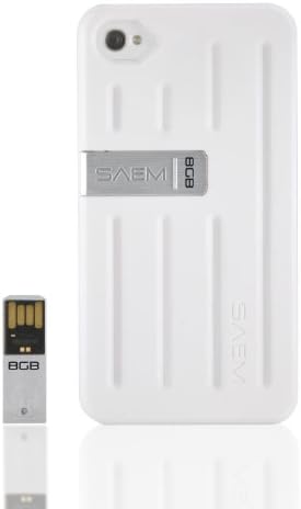 Калъф Veho VUS-001-4W SAEM S7 с Вграден USB-карам с капацитет от 8 GB за iPhone 4 /4S - Бял