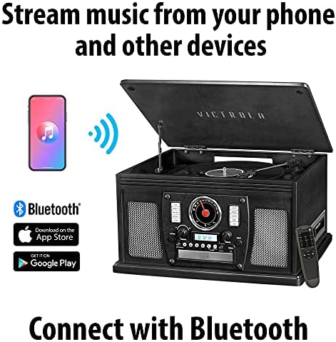 Плеър и Мултимедиен център Victrola 8 в 1 с Bluetooth, Вградени стерео Говорители - Плейър, Безжичен гледане на музика, Естествено