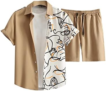 Мъжки дрехи Verdusa от 2 теми, Риза с цветни блокчета копчета и къси Панталони с завязками на талията, Комплекти