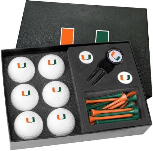 Golfballs.com Класически Подаръчен комплект Miami Hurricanes половин Дузина ураганът с Инструмент за Разцепване на Празни Топки