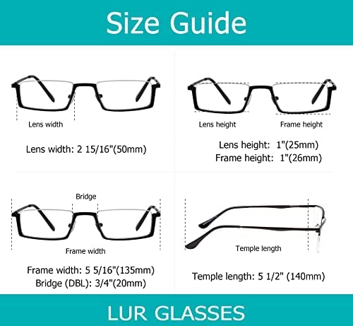 LUR 6 опаковки очила за четене в полукръгла рамка (общо 6 двойки ридеров + 1,00)