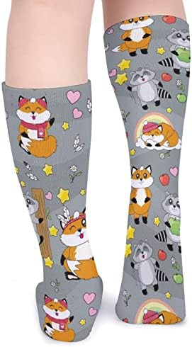 Дебели Чорапи WEEDKEYCAT със Собствени Лисами и Енотами, Нестандартен, Забавен Графичен Принт, Ежедневни Чорапи със Средна дължина на Зимата