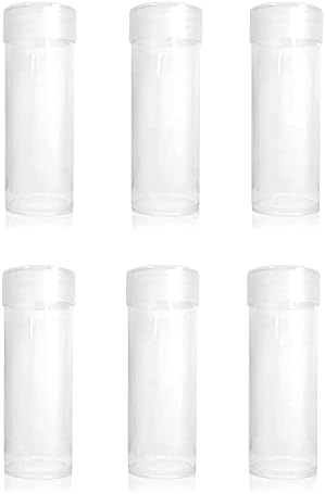 QQJ (6) Кръгли Държачи за съхранение на тръби от прозрачна пластмаса с размер на пени Цент с винт на капака (прозрачен -6 бр.)
