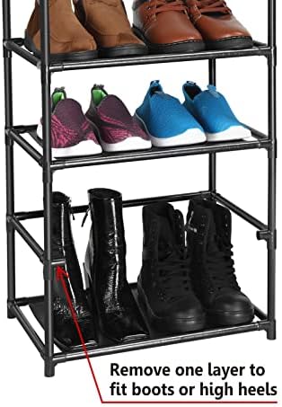 Yosoo Рафтове за Обувки на Високи Обувки рафтове за съхранение на рафта, запазване на място е Голяма а обувките кула Здрав Черен Метален