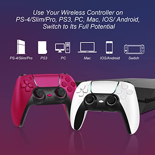 Безжичен контролер Tisediwer за Playstation 4, Ps3, PC Game, Switch, IOS и Android Червен