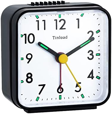 Сверхмалый alarm clock Tinload на батерии с функция за повторение и подсветка, Безшумен, без Тиканья, Аналогов Кварцов (черен)