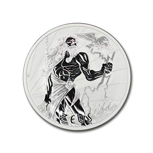 Сребърна монета Зевс Gods of Olympus 2020 AU от Тувалу с тегло 1 унция от мента София, Брилянт, без да се прибягва, със сертификат