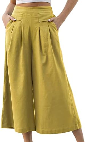 MIASHUI/Панталони Големи размери за жените, Ежедневни Дамски Памучни Капри с Еластична гумена лента за кръста, Ежедневни Панталони