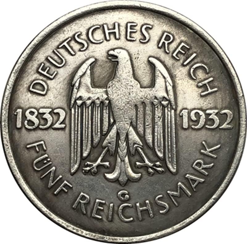 Немски монети 1932 г., Медна, със сребърно покритие, Старинни Монети, Монета Събиране на ръчно изработени, подлежащи на выдуванию