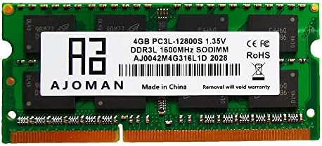 AJOMAN 4 GB оперативна памет на лаптопа DDR3L 1600 sodimm памет 4gb 2Rx8 PC3L-12800S 204-пинов 1,35 В CL11 Dual Rank Памет за