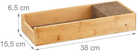 Бамбук Ножевой блок Relaxdays, Органайзер за Ножове В Выдвижном Кутия, За съхранение на прибори за хранене, HWD 6,5x38x15,5 см, Естествен