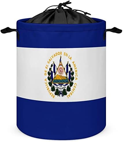 Кошница за дрехи с Дръжки под Флаг на Салвадор, Водоустойчив Сгъваема Кръгла Кошница За Дрехи На съвсем малък, Органайзер За Съхранение
