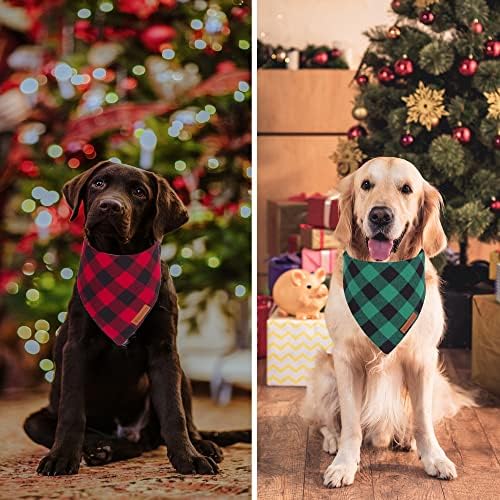 Adoggygo, 4 опаковки Кърпи за кучета, Коледен Класически Кариран Шал-кърпа за домашни любимци, се Предлага с няколко размера,