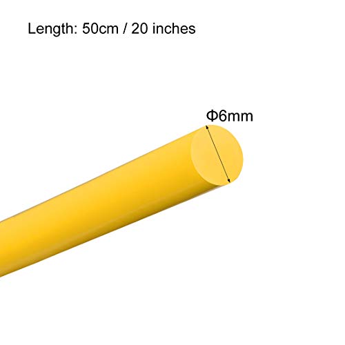 uxcell Пластмасова кръгла пръчка с диаметър 1/4 инча Дължина 20 инча Жълт (POM) Полиоксиметиленовые пръти Инженеринг Пластмасова кръгла