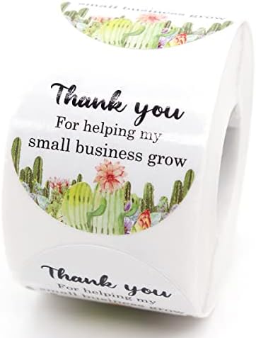 Muminglong 1,5 Инча Благодаря, че Ми помогна на Малкия Бизнес да Расте Стикер с Кактусом, Стикер с Благодарност, Малък Бизнес, Етикет, ръчно