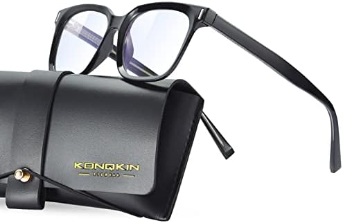 konqkin Blue-Light-Очила за Жени и Мъже - Модерни Очила с Квадратни Прозрачни Лещи, които Предпазват От Пренапрежение на Очите, Очила за Компютърни игри