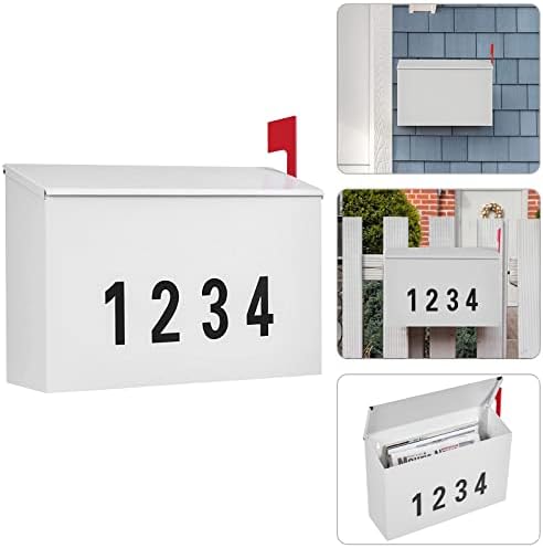 Пощенска кутия LAND·VOI за стенен монтаж с един комплект на квадратчетата и три комплекта стикери с номера на пощенската кутия 0-9, Метална