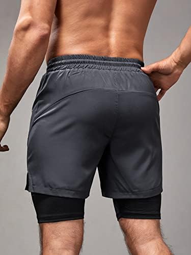 Мъжки шорти за бягане Floerns 2 в 1 с джоб, бързо съхнещи Спортни Спортни къси панталони