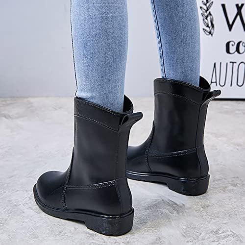 Дамски непромокаеми ботуши 12 размер, дамски гумени непромокаеми ботуши на средно висок, по щиколотку, водоустойчиви леки обувки