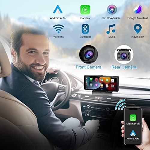 Преносима Автомобилна Стерео система на Apple Carplay Android Auto, Авто Радио сензорен екран 9,26 инча с Bluetooth, GPS-навигация, Видеорегистратором