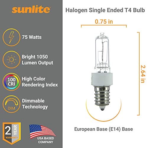 Sunlite 03149-СУ Q75/CL/E14 75 W Халогенна Одноконтурные лампи T4 на европейския база (E14), 1000 Лумена, с регулируема яркост, Срокът