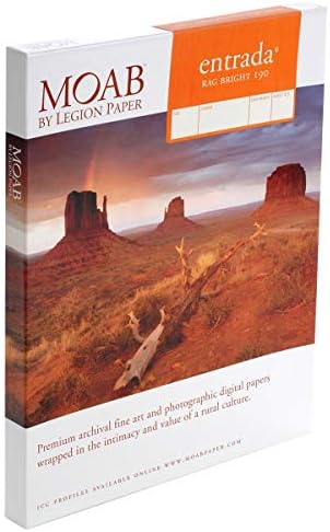 Moab Entrada Rag Fine Art, Двустранен Ярко-Бяла Матова хартия за мастилено-струен печат на 15.5 милиона, 190гсм, ролка 24 x 66
