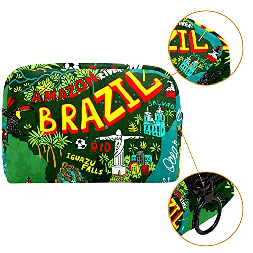 Пътуване портфейл Козметични Пътен Органайзер За Грим, Чанта за Измиване на Чанта с Ципове, Карта на Бразилия, Аксесоари за Пътуване,