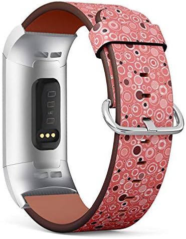 Съвместим с Fitbit Charge 3/3 SE - Кожена Гривна, Разменени Аксесоар за гривна (Включва адаптер) - Многоцветен Розово Прасковен Органичен
