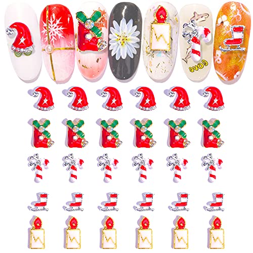 WOKOTO 30шт Коледни Висулки за нокти 3D Декорации за нокти За Акрилни нокти Коледна Шапка Чорапи Близалки Декорации За нокти За Дизайн
