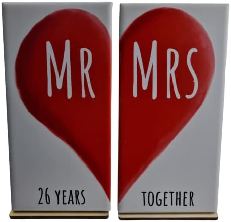 Г-н и г-жа 26 години заедно - на 26-ти украшение от двойни плочки (без стойка) mrmrs26