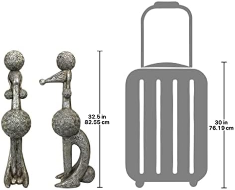 Дизайн Toscano Caniche Chien, Статуетка парижкия пудел: Комплект от две статуи AL959187, Сребро, 2 бр.