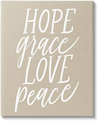Знак със зърнеста картина Hope Grace Love Peace от Stupell Industries, дизайн Doodles.Ink.