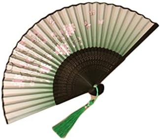 Декоративни сгъваеми Фен RAZZUM Зелен цвят с пеперуди, Ръчно Вентилатора с Цветен модел, китайски/Японски Реколта на Вентилатора ръчно изработени