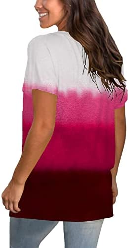 Блуза, Тениска за Момичета Лято Есен С Къс Ръкав Меки Удобни Дрехи Модни Памучен Ежедневни Тениска с V Образно деколте и Шарките на 4K 4K