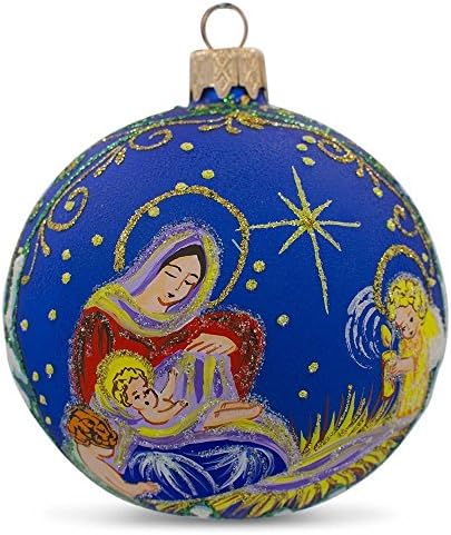 Ангели Пеят Бебето Исус Стъклена Топка Коледна Украса 4 Инча