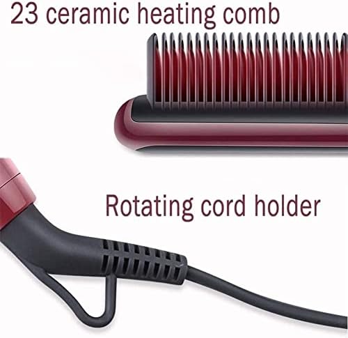 Четка за изправяне на коса MXJCC, Подобрена Преносима четка за изправяне 2 в 1, четка за коса PTC срещу изгаряния Горещ вятър,