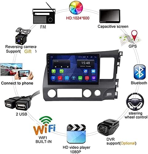 9-Инчов Мултимедиен плеър Authoradio GPS Навигация за H. onda Civic 2006-2011, Android 8.1 Аудио Стерео уредба/Radio/ Огледален връзка