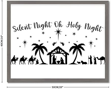 Alioyoit Ретро Стил 16x20 см Дървени Стенни Художествена Знак сцена рождество христово Тиха Нощ, За Свята Нощ да се Мотае В Сива Рамка