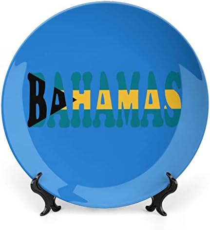 Флаг на Бахамските острови Персонализирани Костен Порцелан Индивидуални Керамични Декоративни Плочи Домашна Кръгла Чиния с Поставка