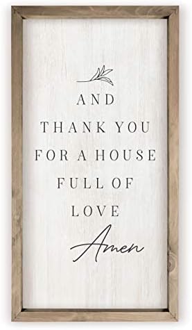 И благодаря Ви За Дом, Пълен с Любов, Стенен Декор от Бяло дърво в рамка в селски стил 12x24